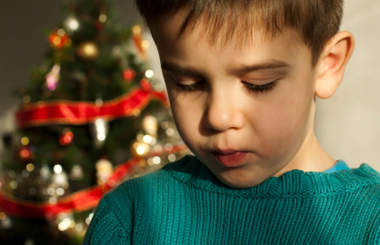 Unhappy child on Christmas